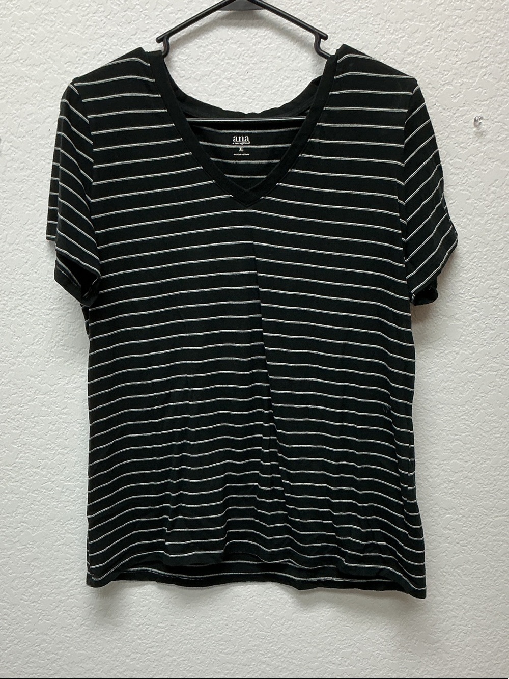 a.n.a Black & White Striped V-Neck Tee